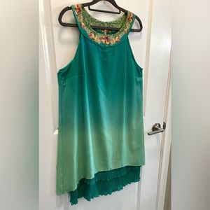 NWOT Michal Negrin Designer Teal Chiffon Cocktail Dress